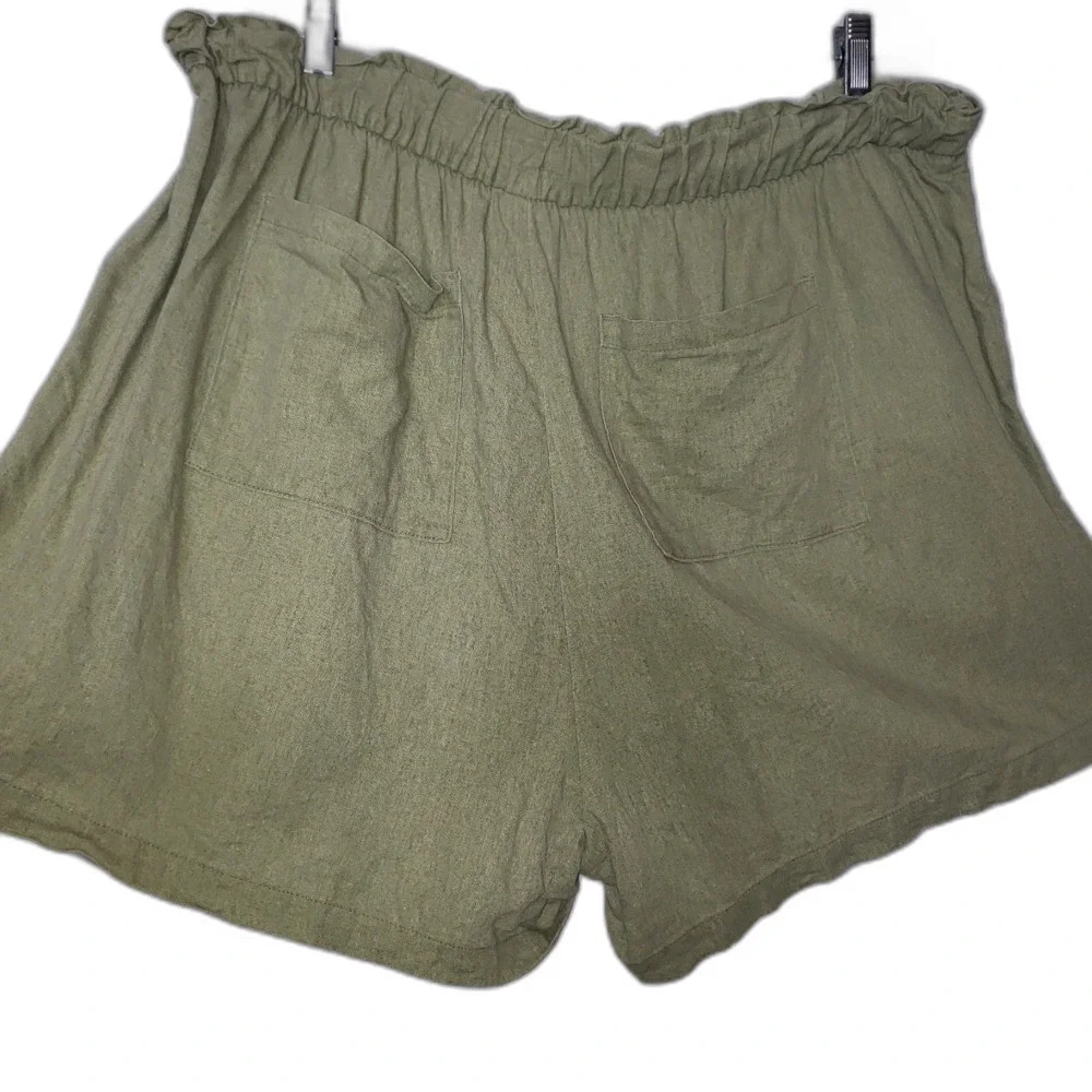 Ava & Viv Olive Green Linen Blend Shorts Lightweight Womens Plus Size 1X